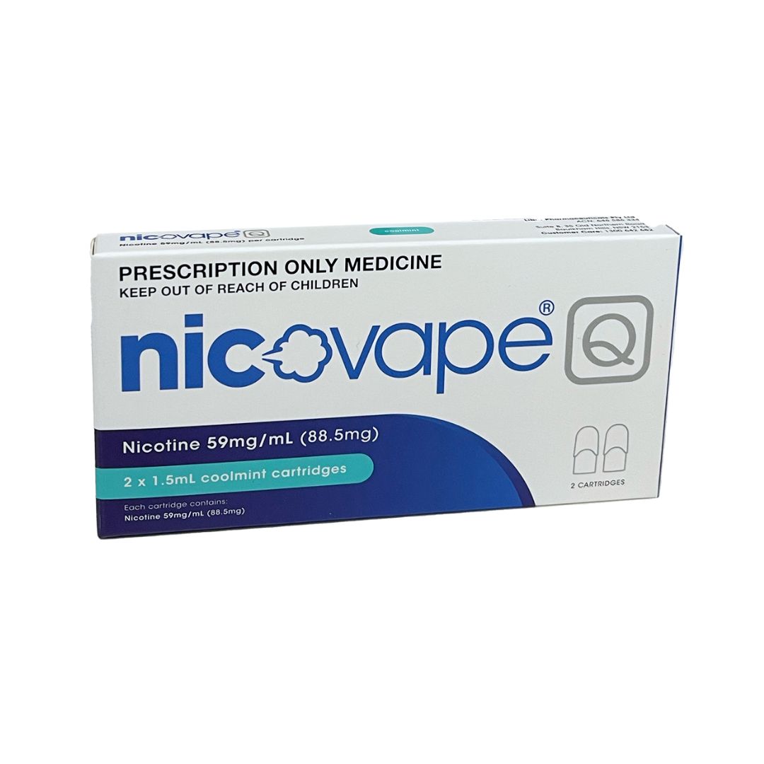 Nicovape Q Nicotine 59mg/mL (88.5mg) - 2 x 1.5mL Cartridges (Coolmint / Classic Flavor)