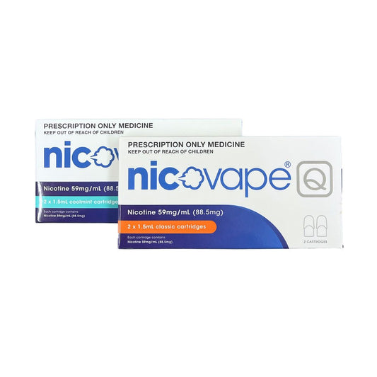 Nicovape Q Nicotine 59mg/mL (88.5mg) - 2 x 1.5mL Cartridges (Coolmint / Classic Flavor)